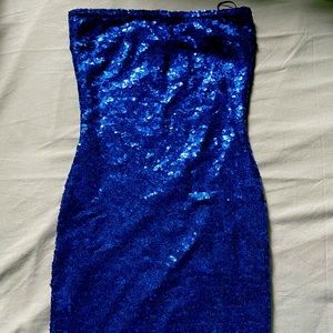 Brand New Fashion Nova Midi Sparkly Blue Dress